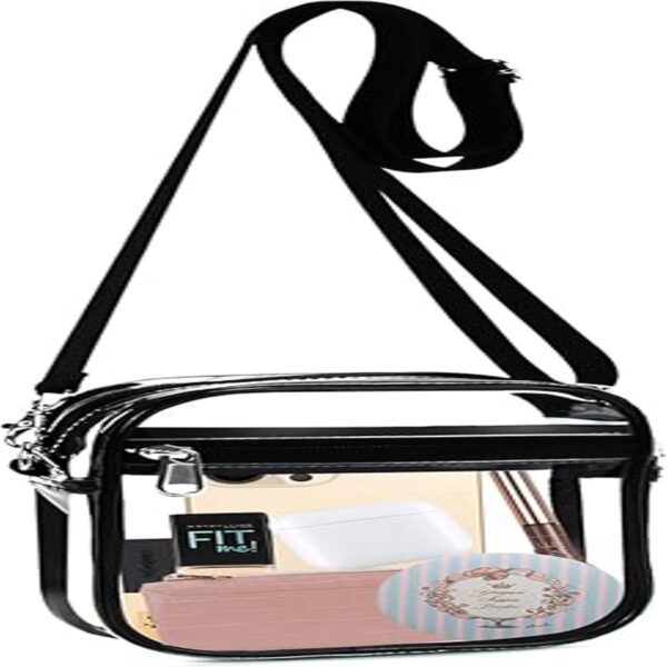 fibrdoo clear crossbody purse bag, clear bag stadium approved with front pocket for concerts sports festivals