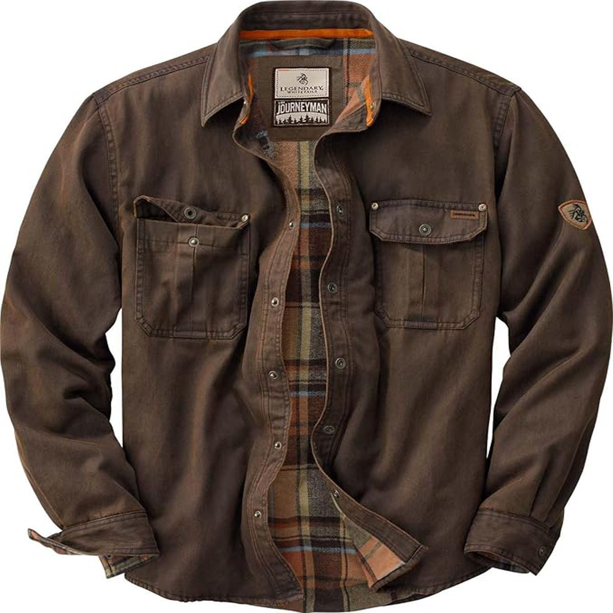 Legendary Whitetails Men's Waxed Cotton Flannel Lined Shirt Jacket in Tobacco Brown Legendary Whitetails Men's Waxed Cotton Flannel Lined Shirt Jacket in Tobacco Brown