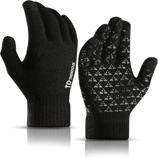 TRENDOUX black winter touchscreen gloves with anti-slip silicone grip and thermal lining for men and women