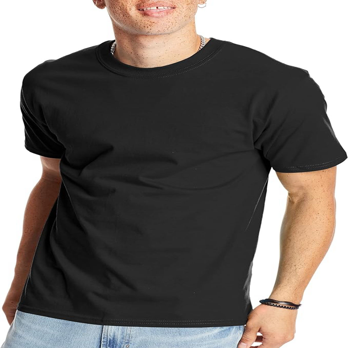 Hanes Men's Beefy-T Heavyweight Cotton T-Shirt in Black, short sleeve crewneck tee Hanes Men's Beefy-T Heavyweight Cotton T-Shirt in Black, short sleeve crewneck tee